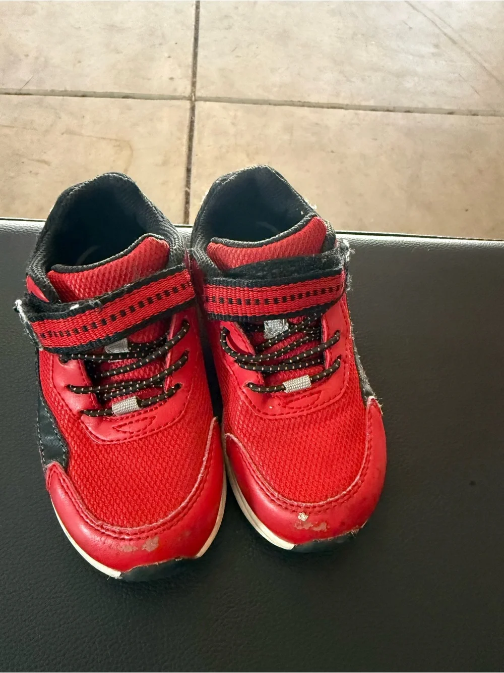 Stride Rite Red and Black Kids' Sneakers with Hook-and-Loop Strap